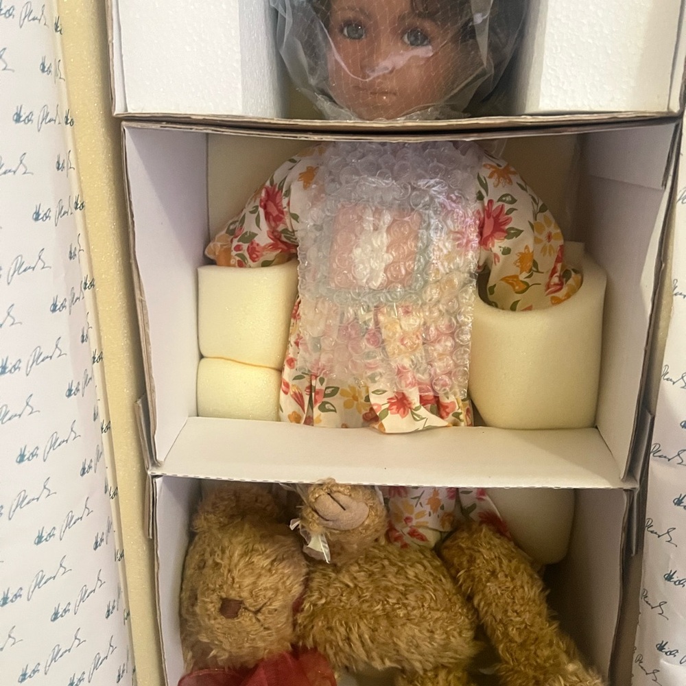 Floral Dress Doll with Teddy Bear